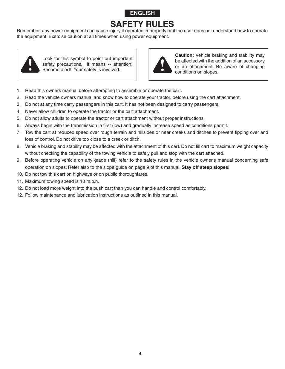 Safety rules | Agri-Fab 45-0345-062 User Manual | Page 4 / 20