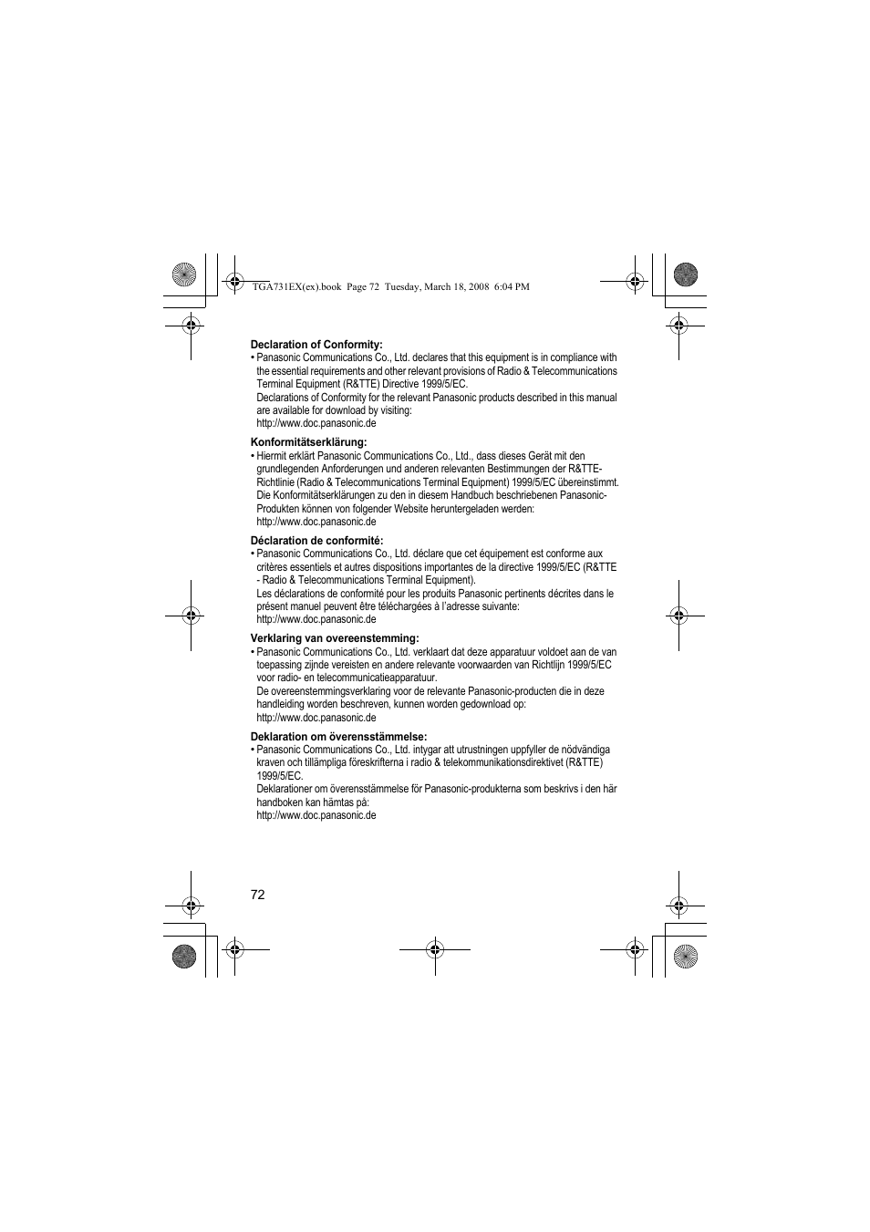 Panasonic KXTGA731EX User Manual | Page 72 / 80