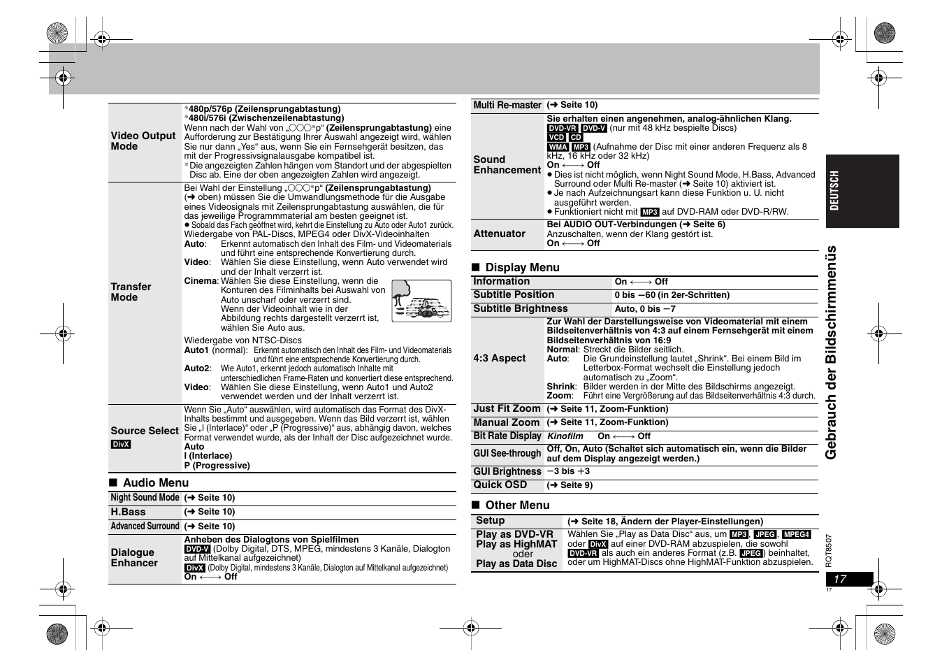 Gebr auc h de r bi ld sc hir m men ü s | Panasonic DVDS42 User Manual | Page 17 / 68