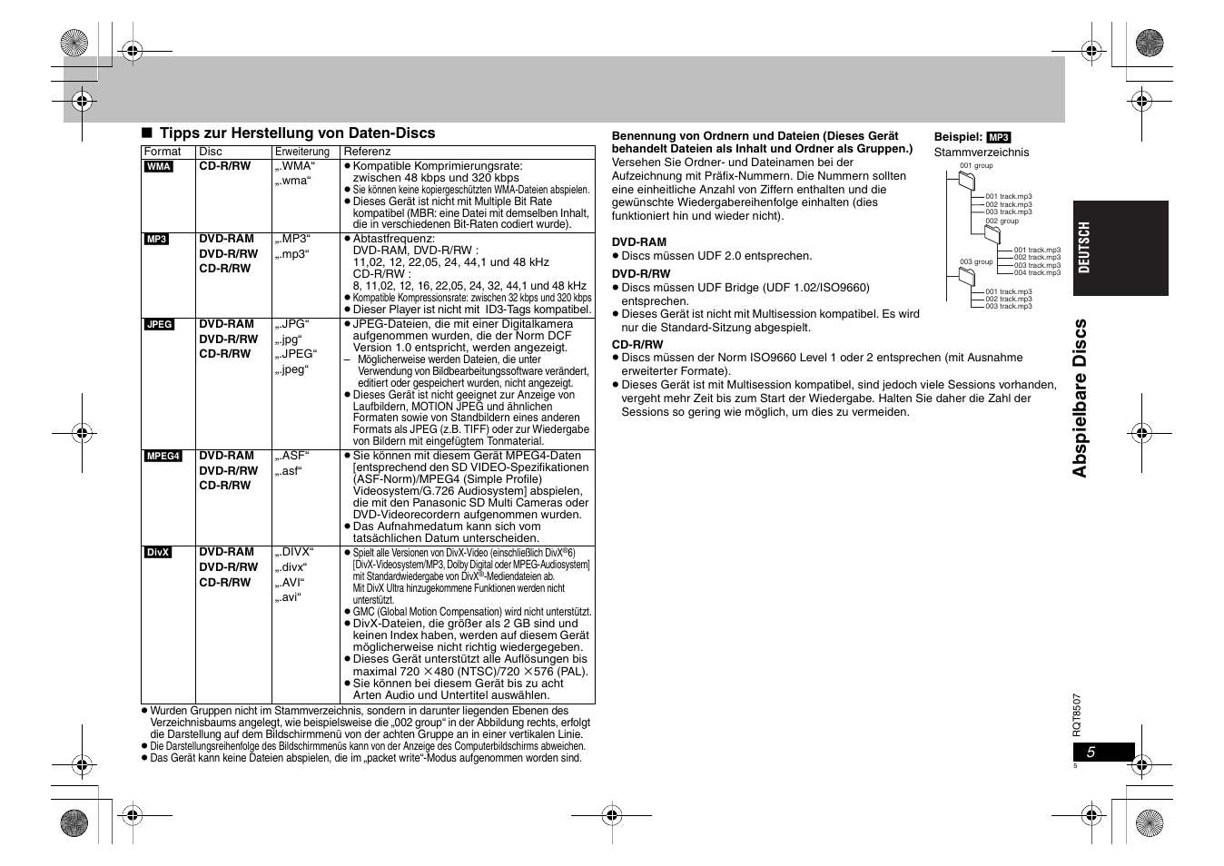 Abspie lbar e di scs | Panasonic DVDS42 User Manual | Page 5 / 68