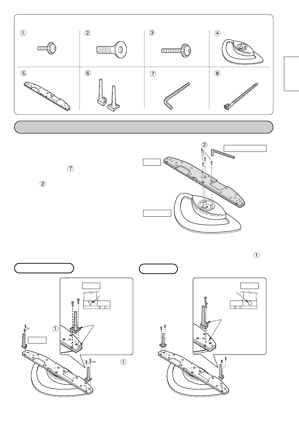 Assembling the stand, Parts for assembly | Panasonic TYST10M User Manual | Page 7 / 46