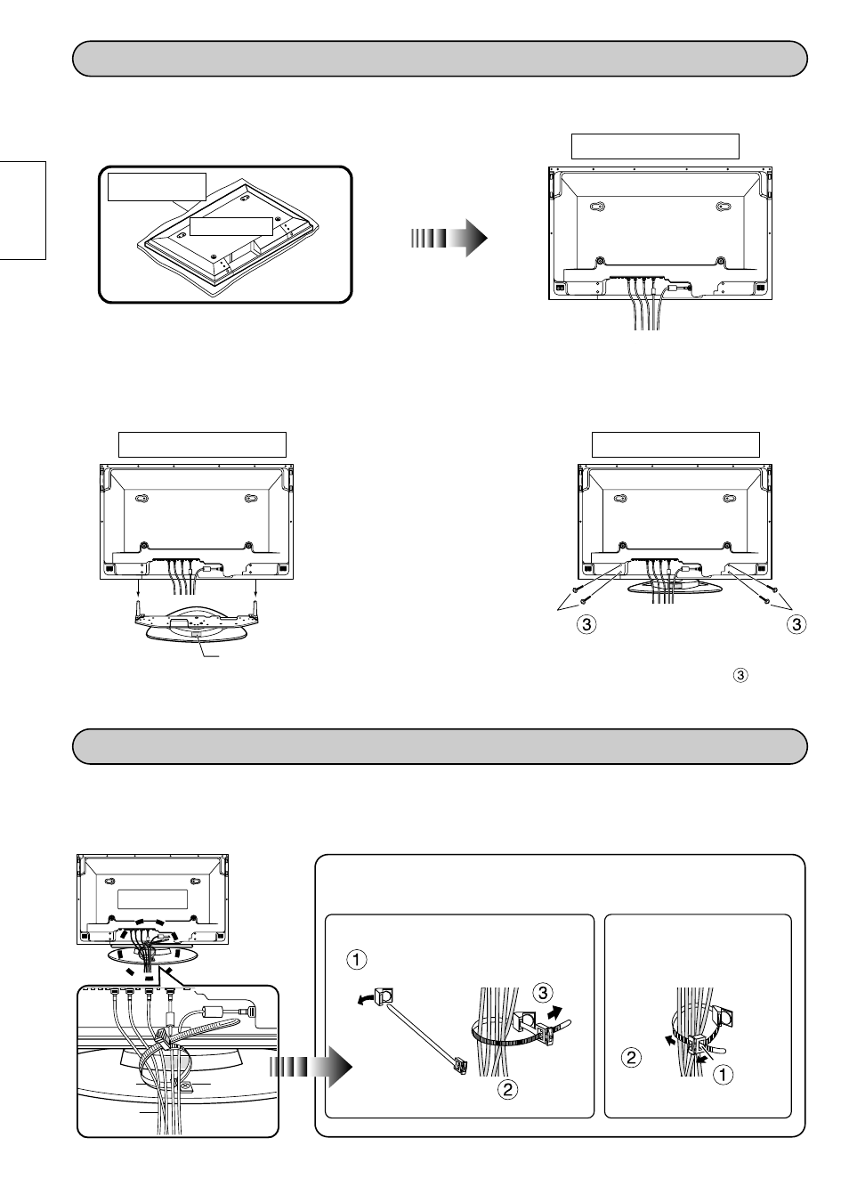 Attach to the display console, Attach the connection cables to the display, Cable binding instructions | Panasonic TYST10M User Manual | Page 8 / 46