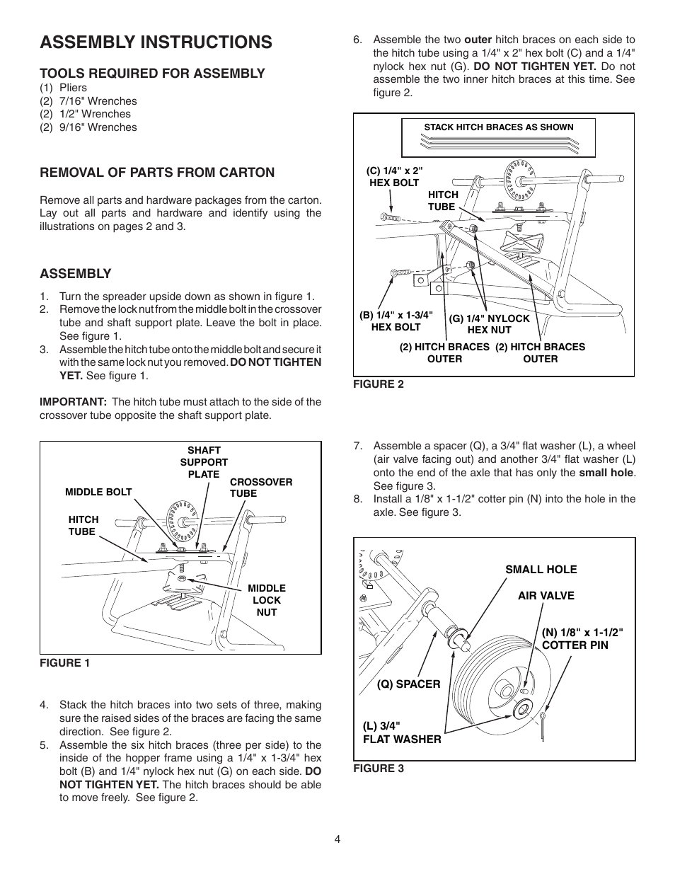 Assembly instructions | Agri-Fab 250 LB.TOW BROADCAST SPREADER 45-03642 User Manual | Page 4 / 12