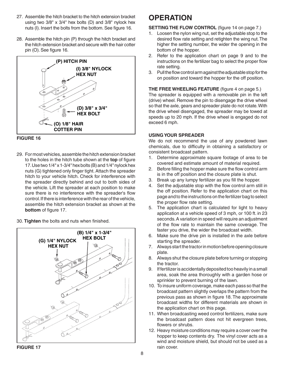 Operation | Agri-Fab 250 LB.TOW BROADCAST SPREADER 45-03642 User Manual | Page 8 / 12