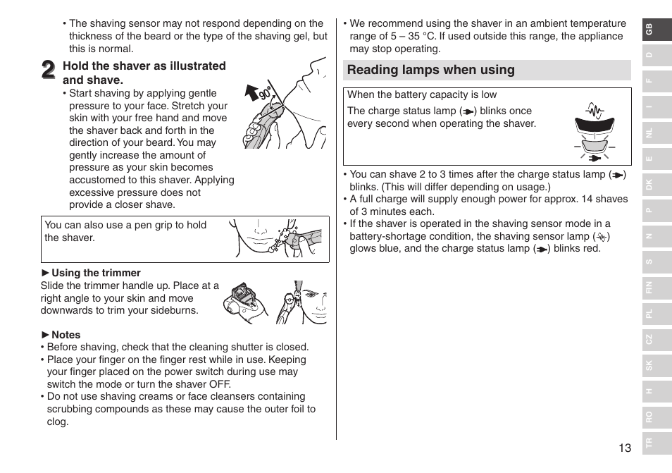 Reading lamps when using | Panasonic ESST25 User Manual | Page 13 / 278