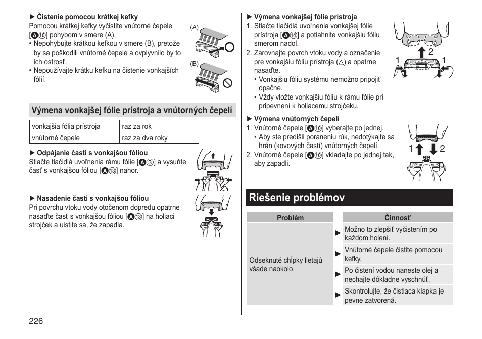 Riešenie problémov | Panasonic ESST25 User Manual | Page 226 / 278