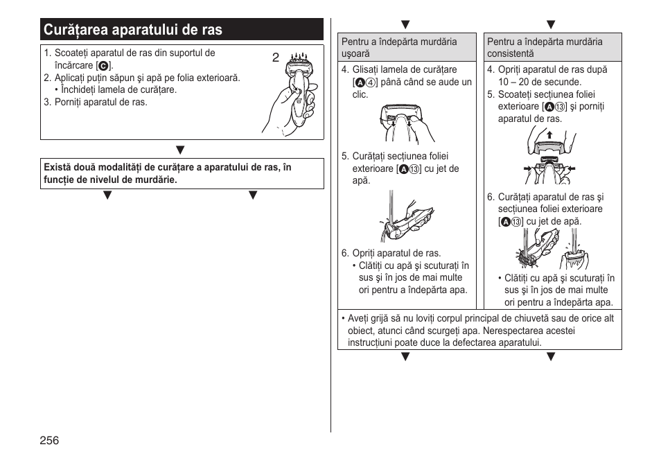 Curăţarea aparatului de ras | Panasonic ESST25 User Manual | Page 256 / 278