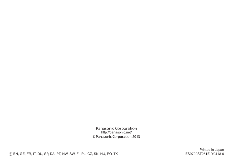 Panasonic ESST25 User Manual | Page 278 / 278