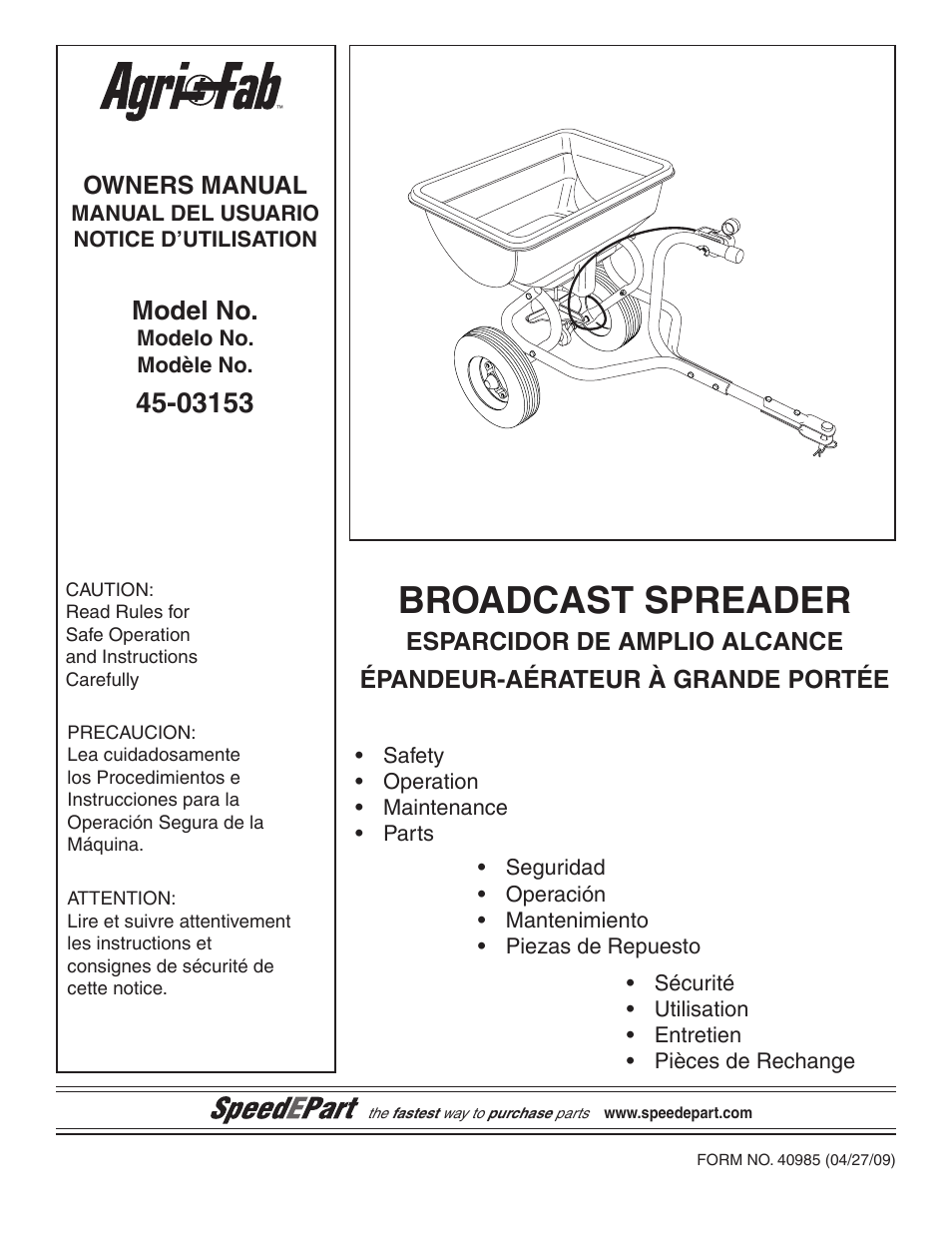 Agri-Fab 45-03153 User Manual | 8 pages