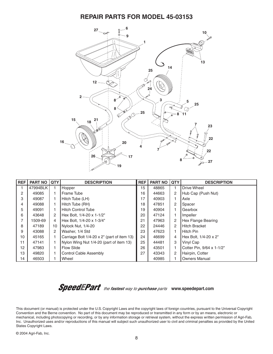 Agri-Fab 45-03153 User Manual | Page 8 / 8