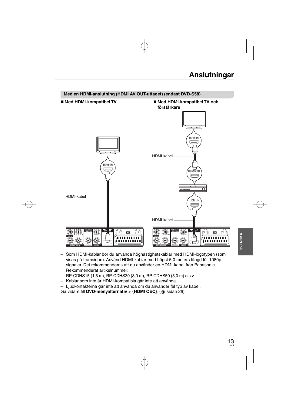 Anslutningar | Panasonic DVDS38 User Manual | Page 149 / 216