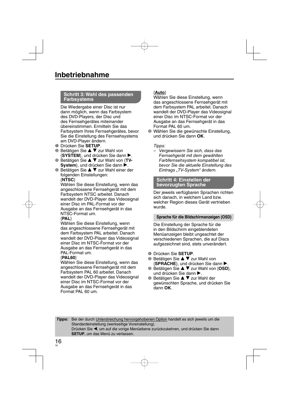 Inbetriebnahme | Panasonic DVDS38 User Manual | Page 16 / 216