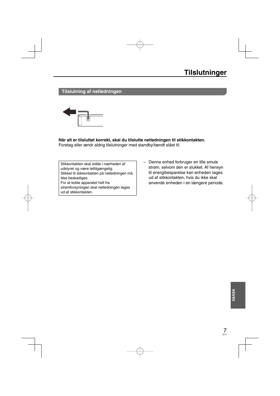 Tilslutninger | Panasonic DVDS38 User Manual | Page 211 / 216