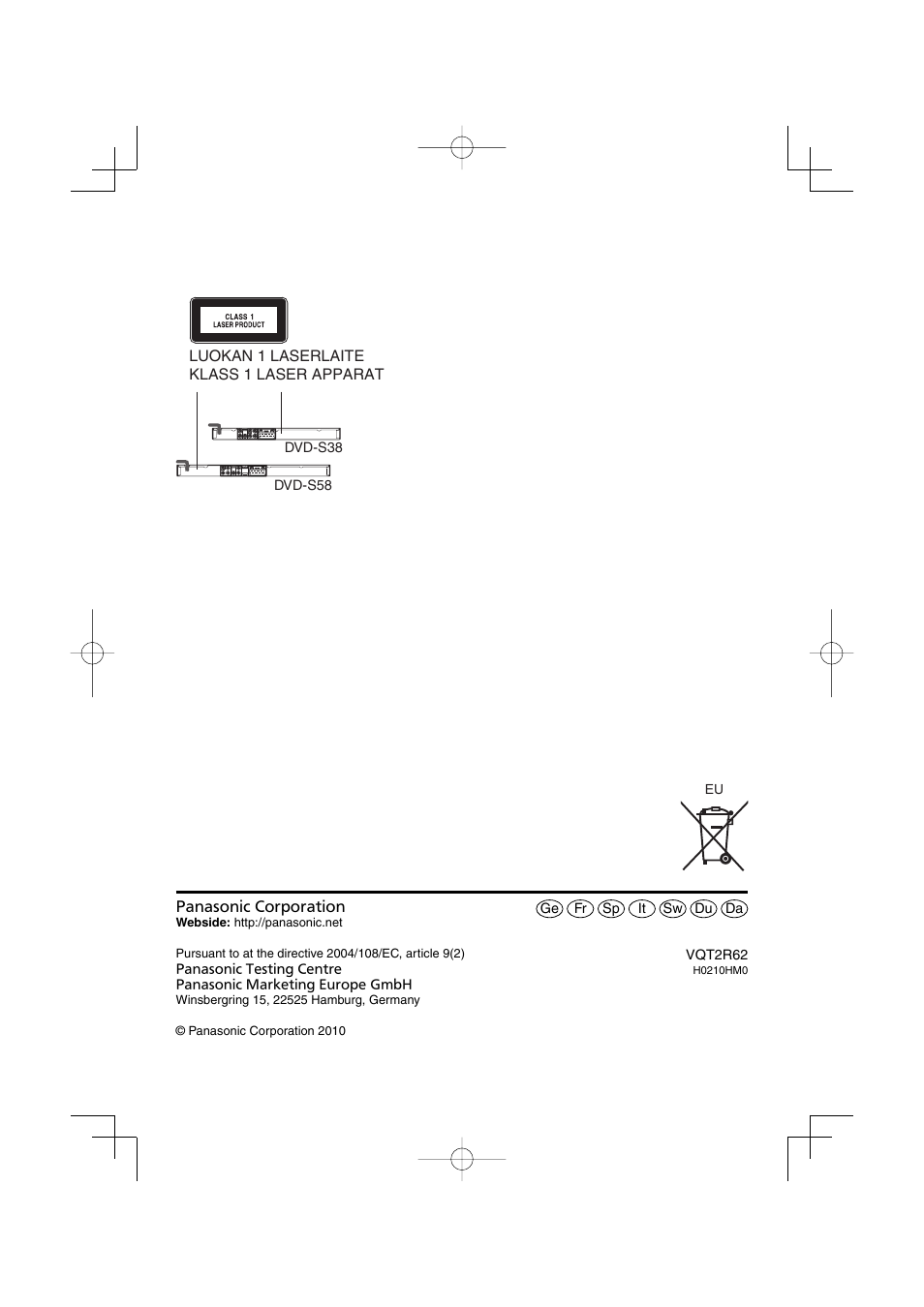 Panasonic DVDS38 User Manual | Page 216 / 216