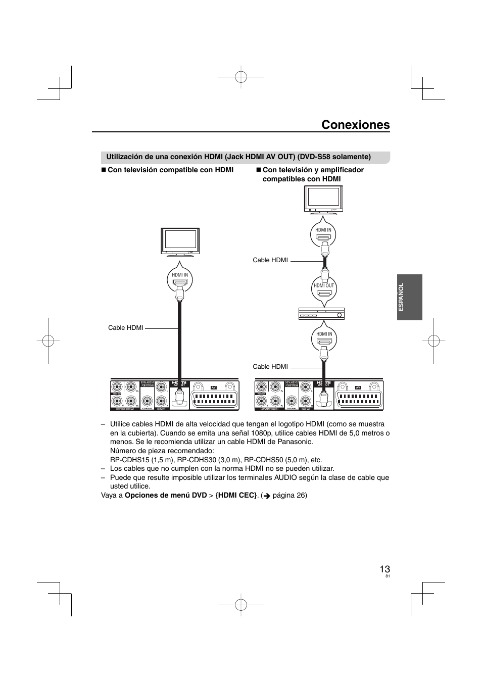 Conexiones | Panasonic DVDS38 User Manual | Page 81 / 216