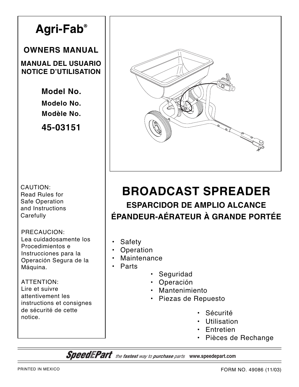 Agri-Fab 45-03151 User Manual | 12 pages
