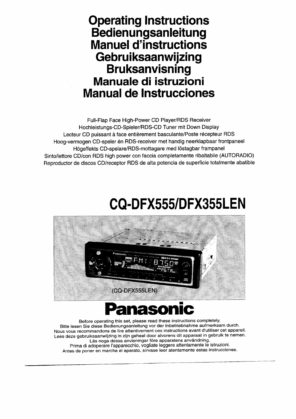 Panasonic CQDFX555 User Manual | 236 pages