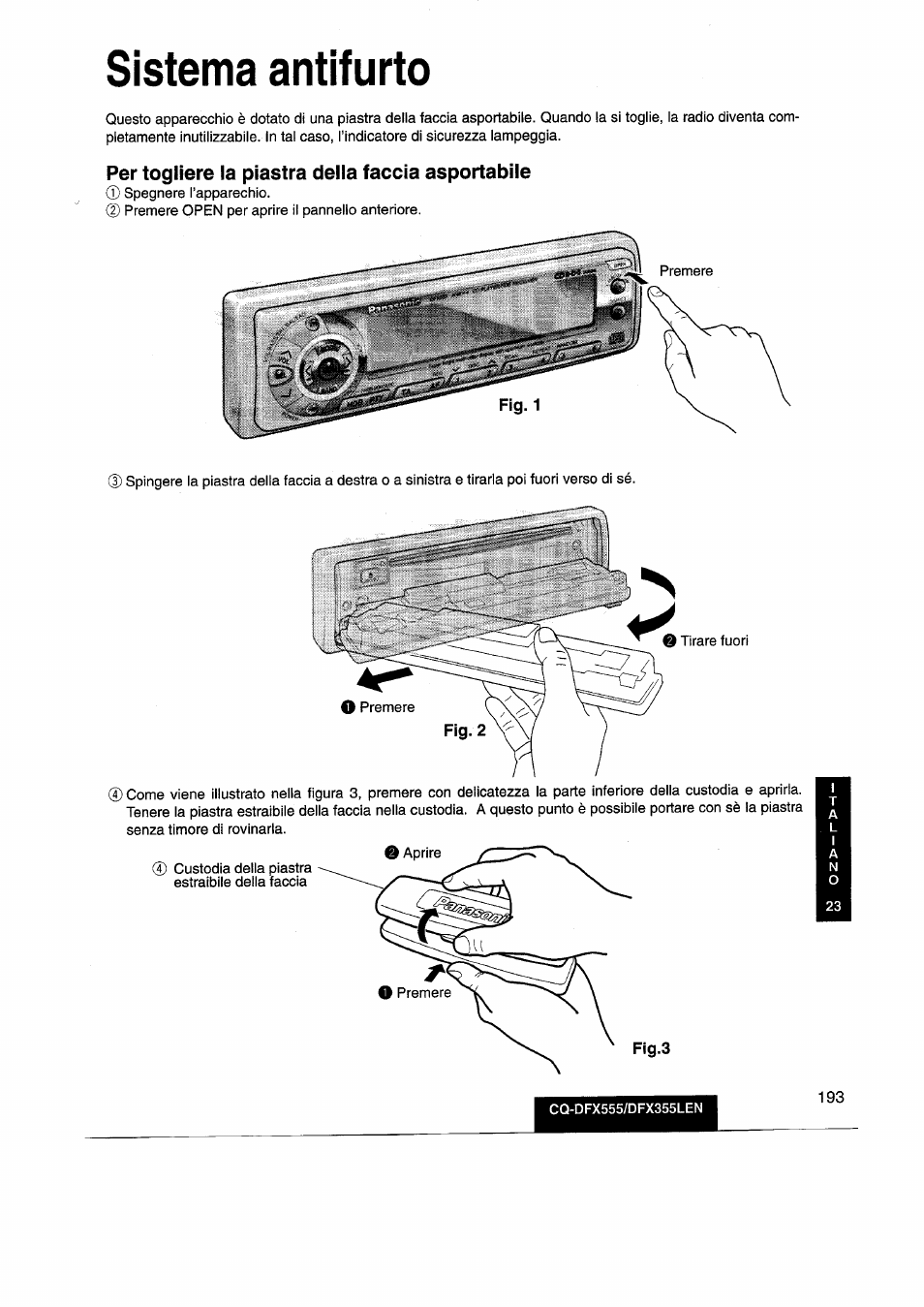 Sistema antifurto | Panasonic CQDFX555 User Manual | Page 193 / 236