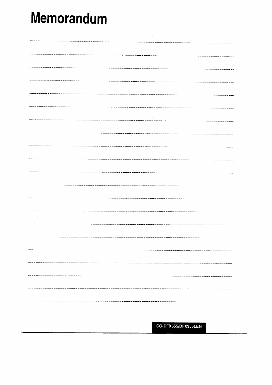 Memorandum | Panasonic CQDFX555 User Manual | Page 235 / 236