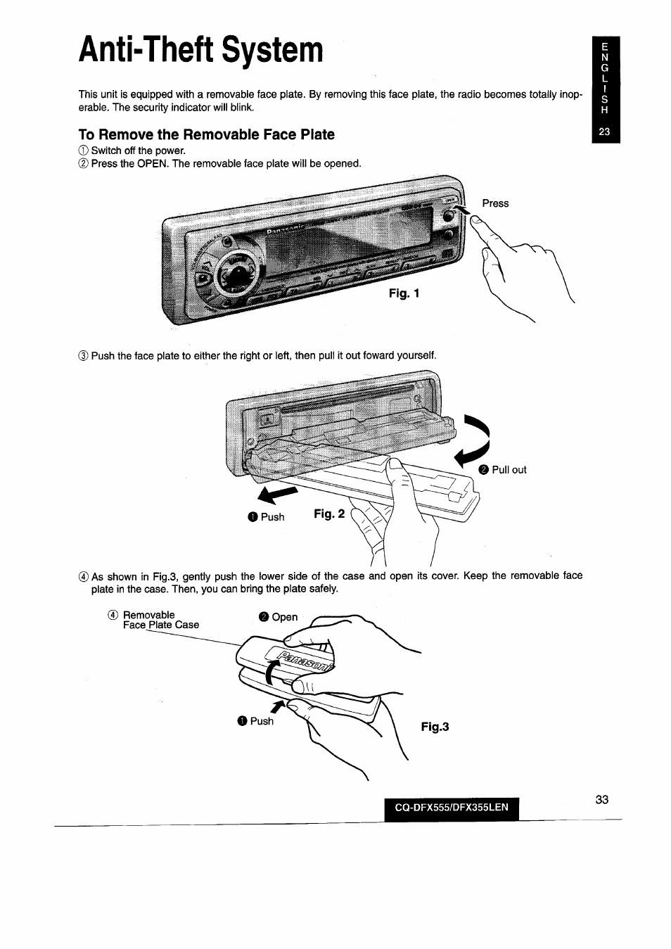 Anti-theft system | Panasonic CQDFX555 User Manual | Page 33 / 236