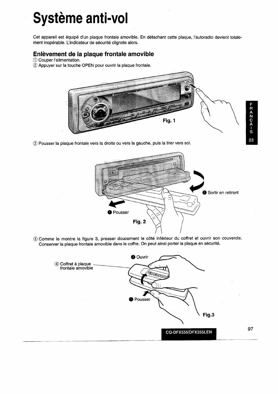 Système anti-vol | Panasonic CQDFX555 User Manual | Page 97 / 236