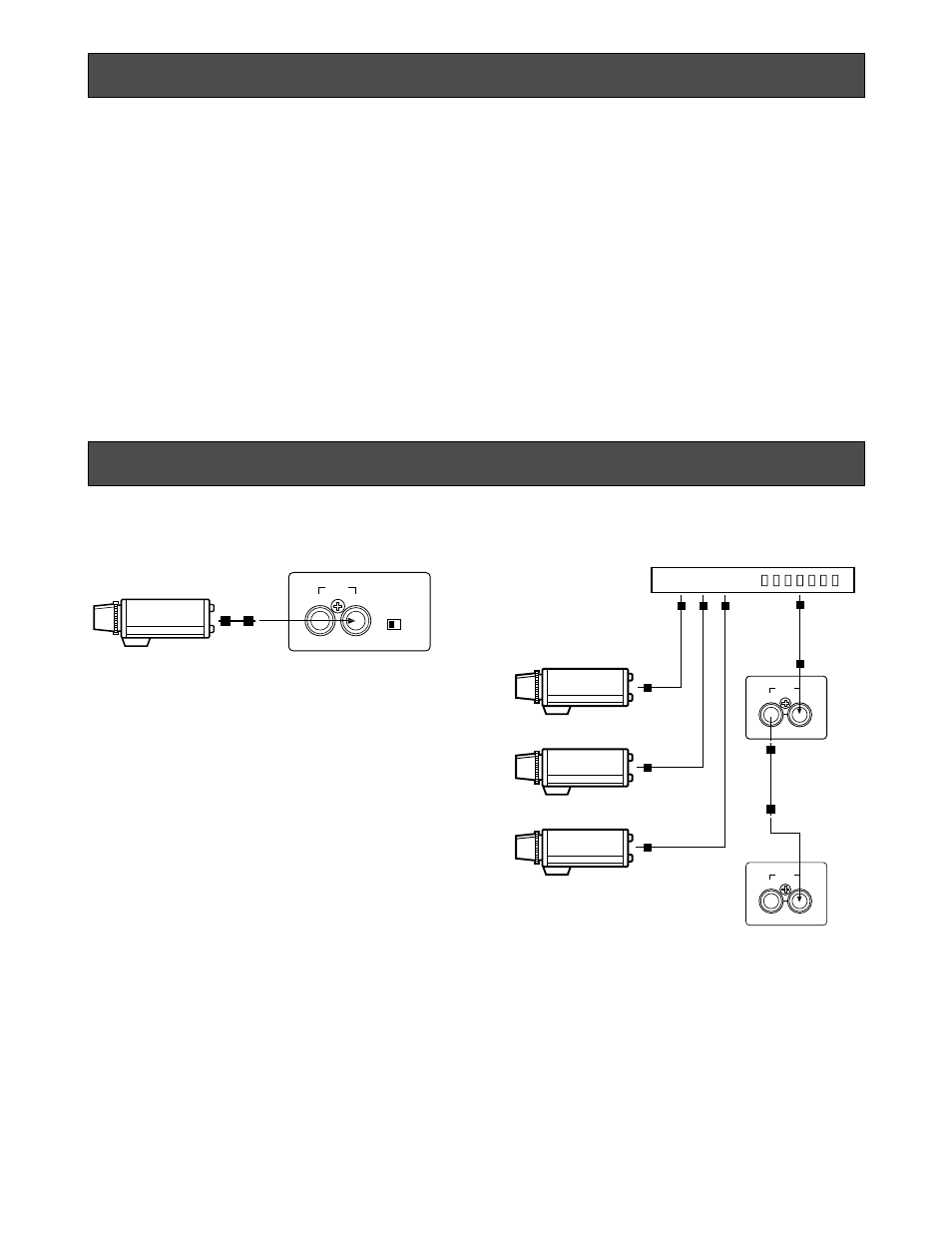 Connections, System connections, Power cord | Video cable, Single monitor connection, Multiple monitor connection | Panasonic WVBM1910 User Manual | Page 6 / 30