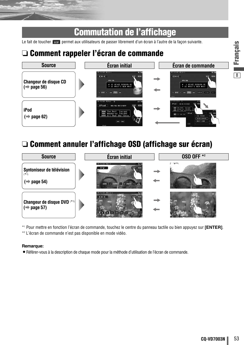 Commutation de l’affichage, Français | Panasonic CQVD7003N User Manual | Page 85 / 100