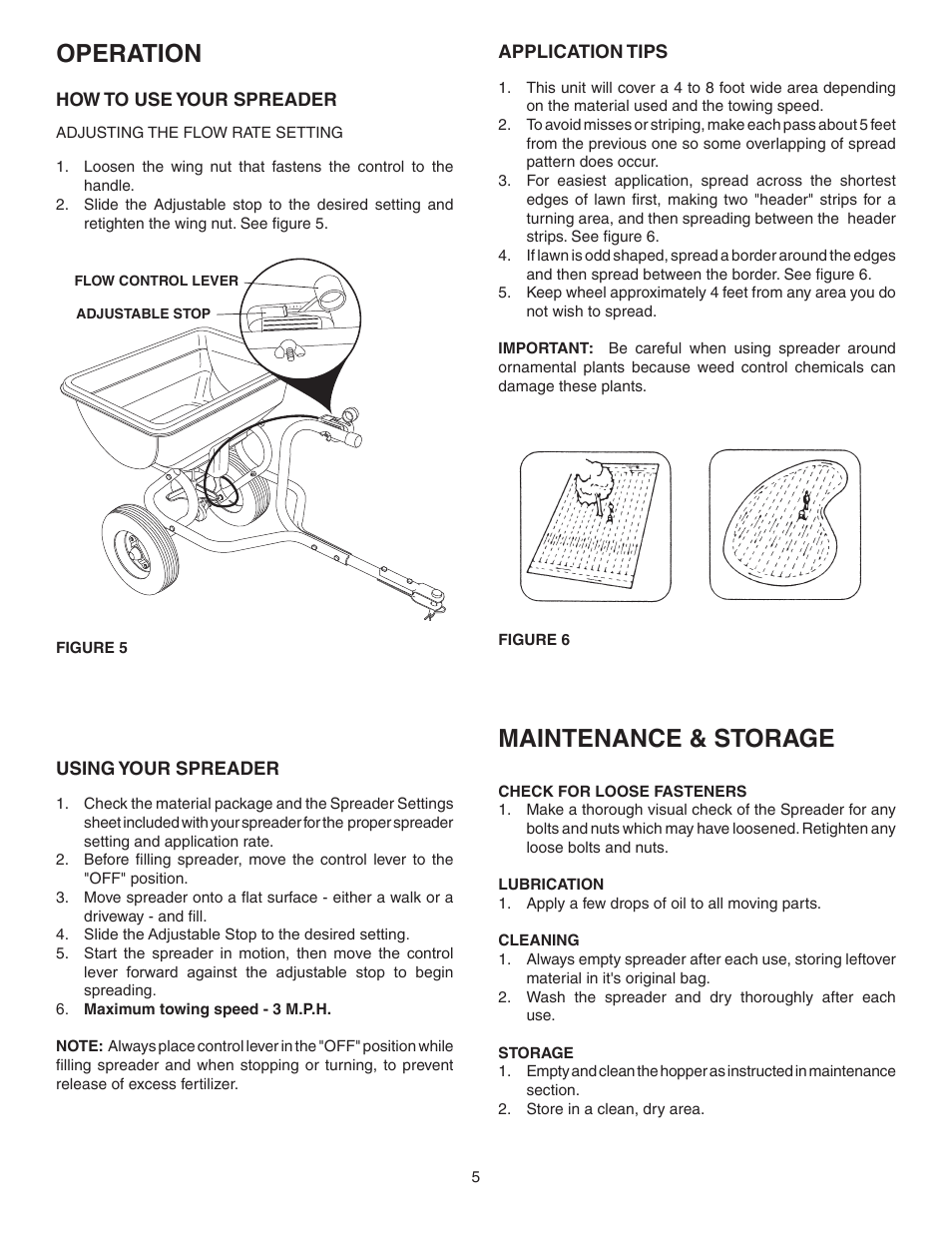 Operation, Maintenance & storage | Agri-Fab 45-03152 User Manual | Page 5 / 12