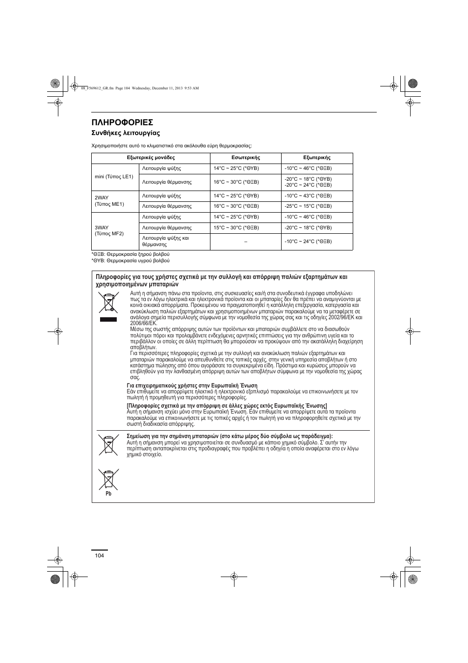 Πληροφοριεσ | Panasonic S28MY2E5A User Manual | Page 104 / 180