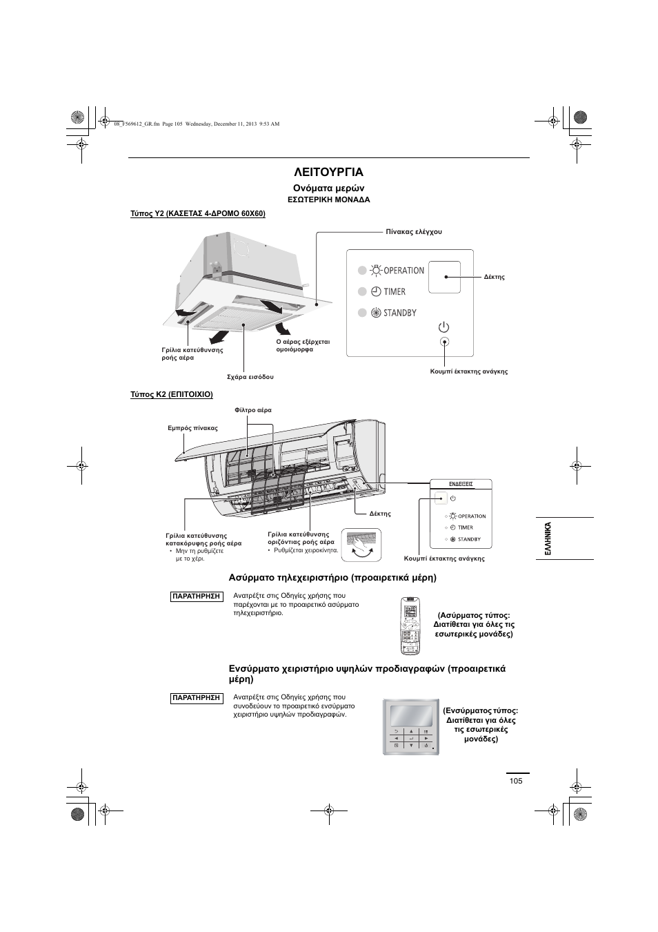 Λειτουργια | Panasonic S28MY2E5A User Manual | Page 105 / 180