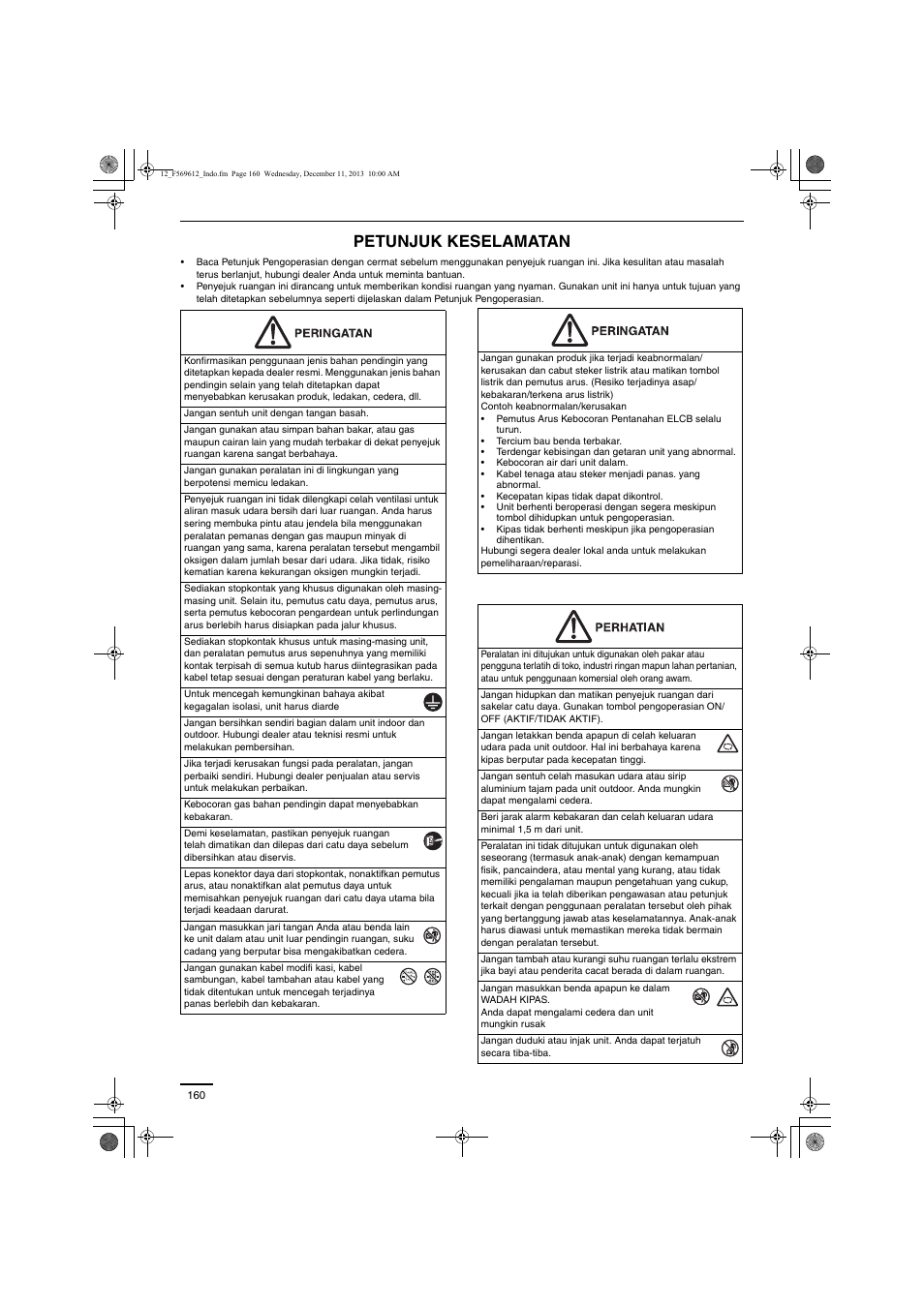 Petunjuk keselamatan | Panasonic S28MY2E5A User Manual | Page 160 / 180