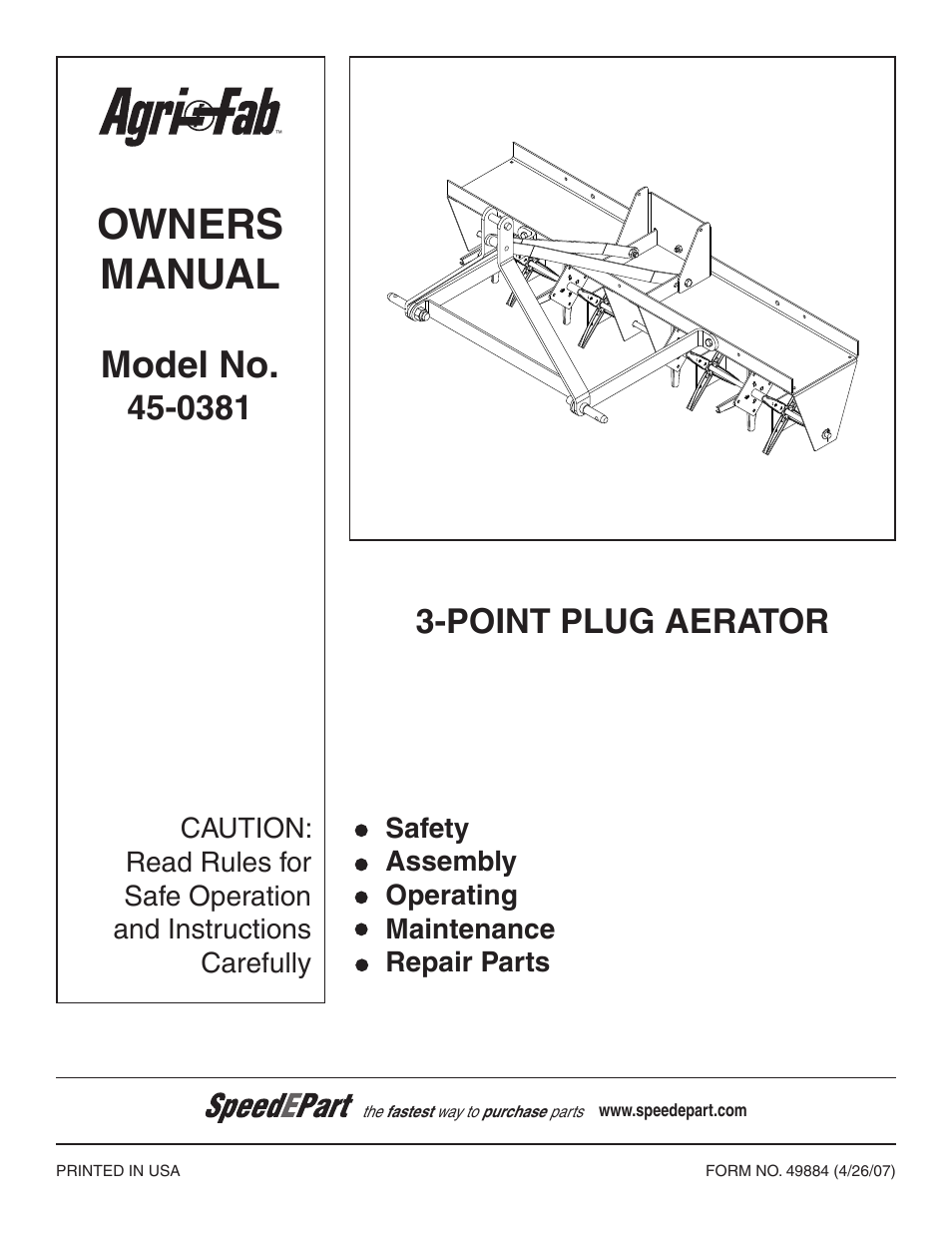 Agri-Fab 45-0381 User Manual | 12 pages