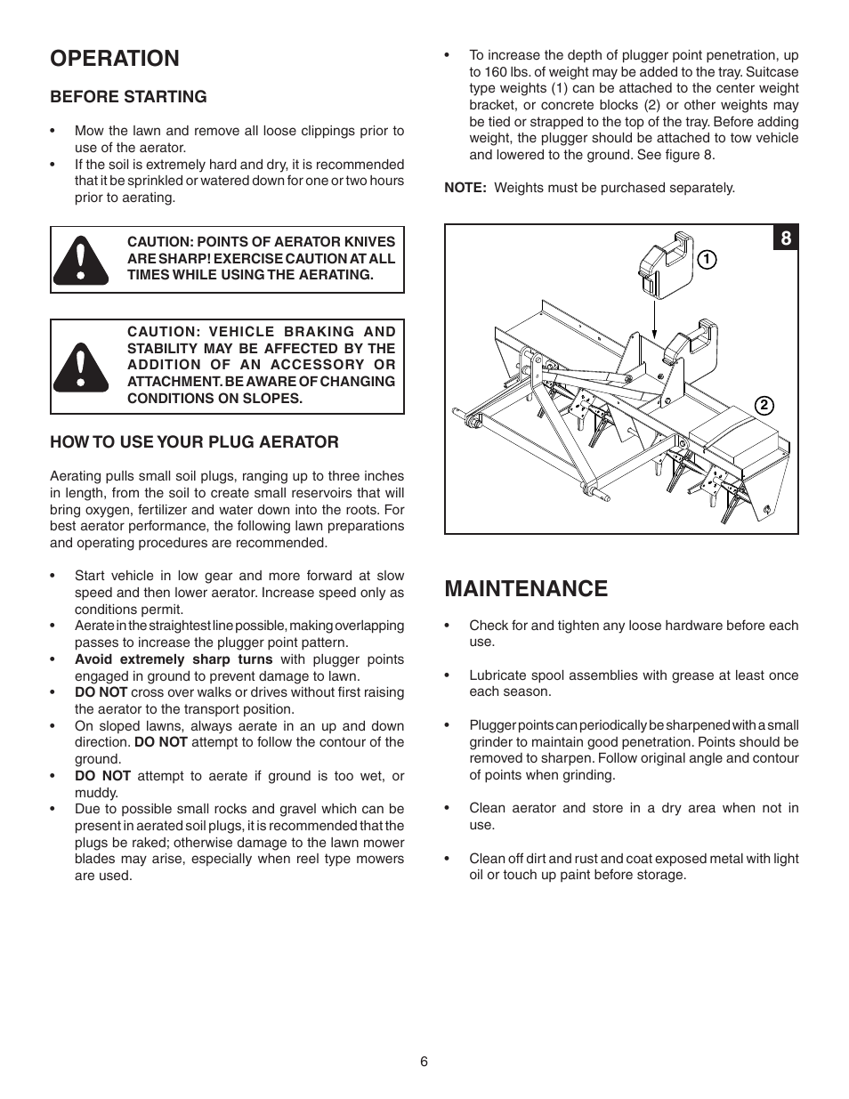 Operation, Maintenance | Agri-Fab 45-0381 User Manual | Page 6 / 12