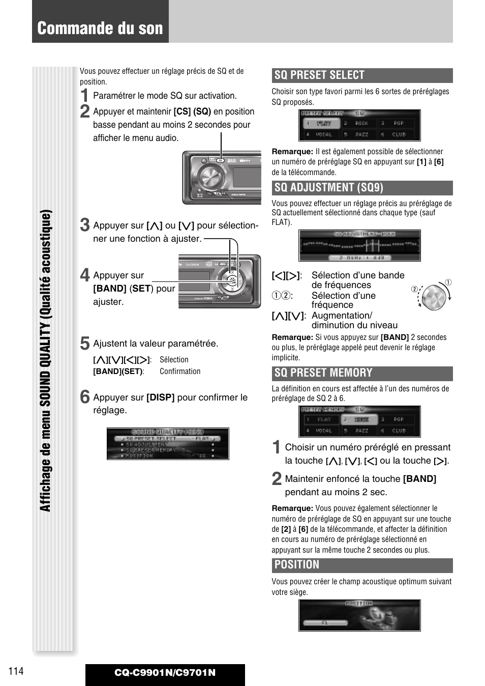 Commande du son | Panasonic CQC9701N User Manual | Page 18 / 52