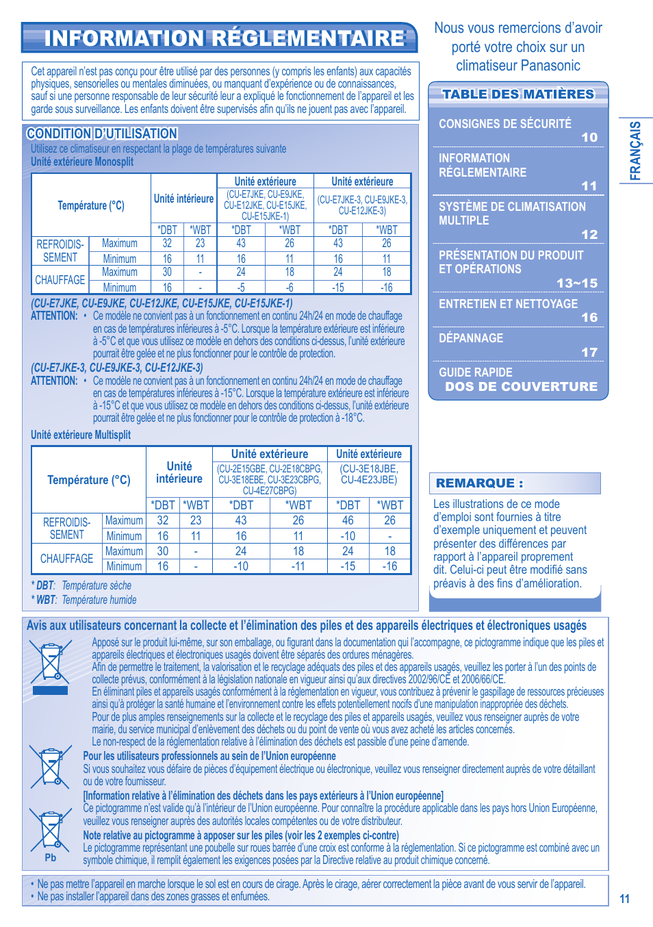 Information réglementaire | Panasonic KIT4XE77715JBE User Manual | Page 3 / 10