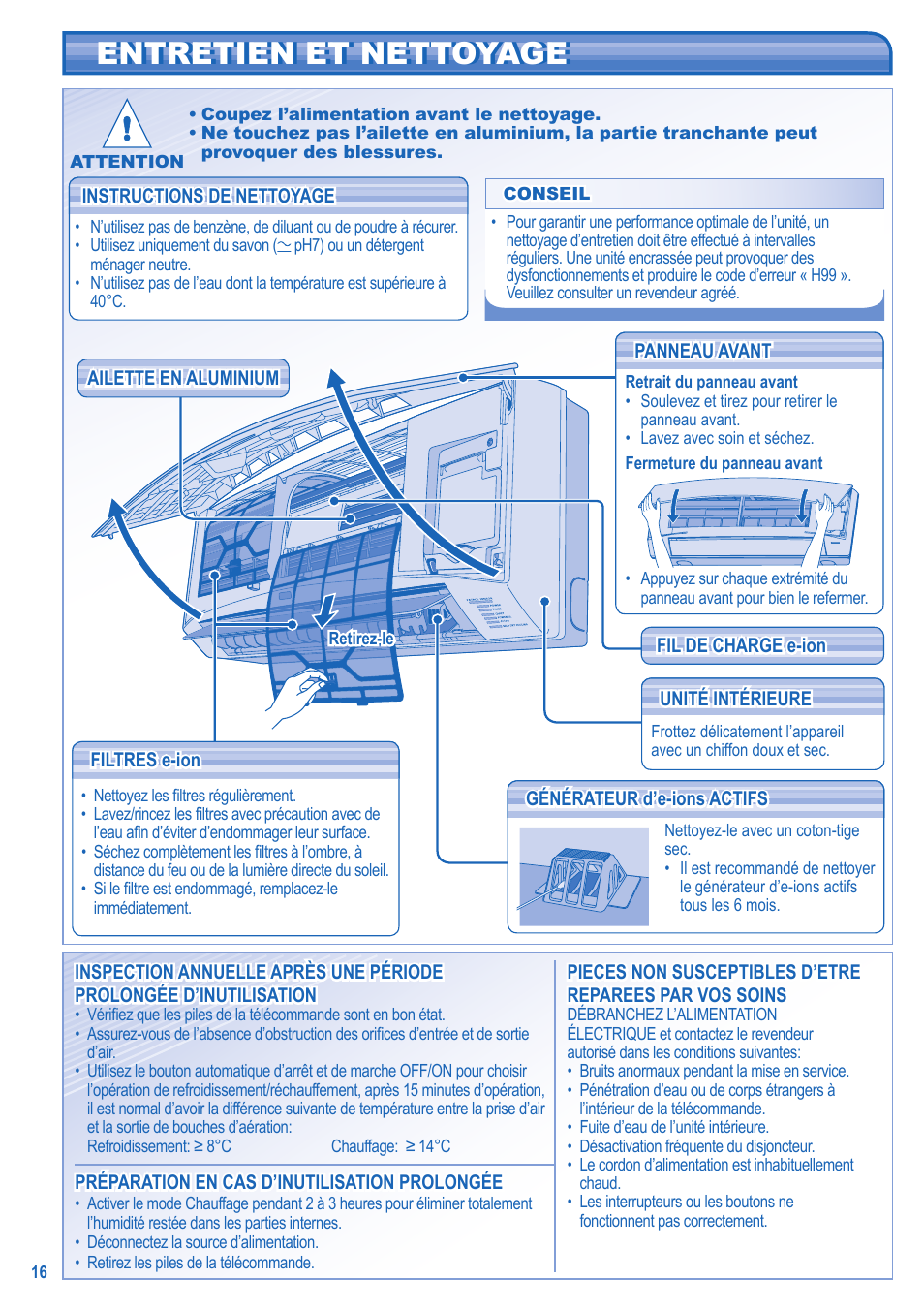 Entretien et nettoyage entretien et nettoyage | Panasonic KIT4XE77715JBE User Manual | Page 8 / 10
