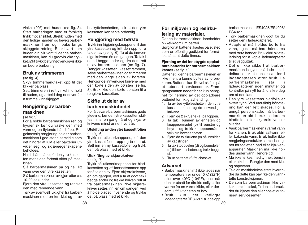 Panasonic ES4025 User Manual | Page 20 / 37