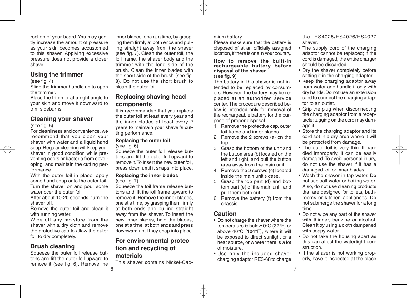 Panasonic ES4025 User Manual | Page 4 / 37