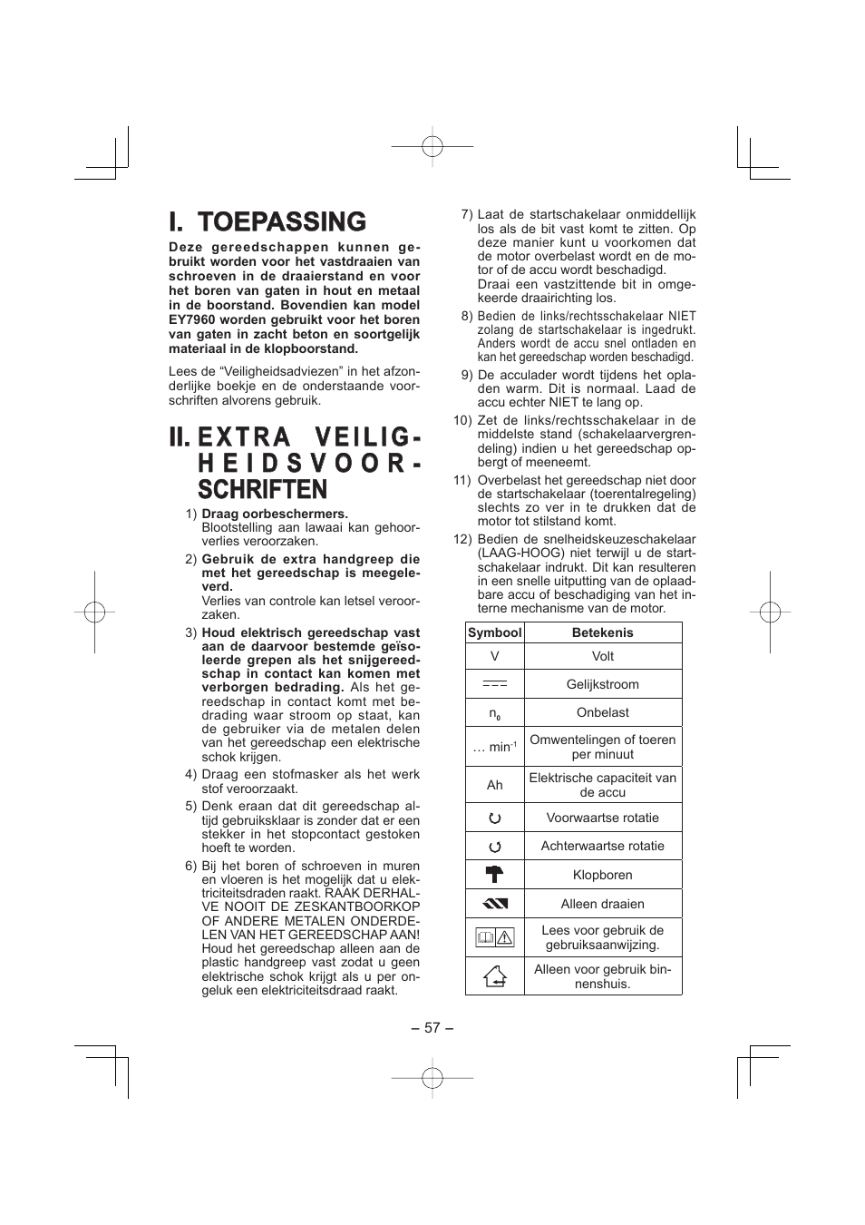 I. toepassing | Panasonic EY7960 User Manual | Page 57 / 152