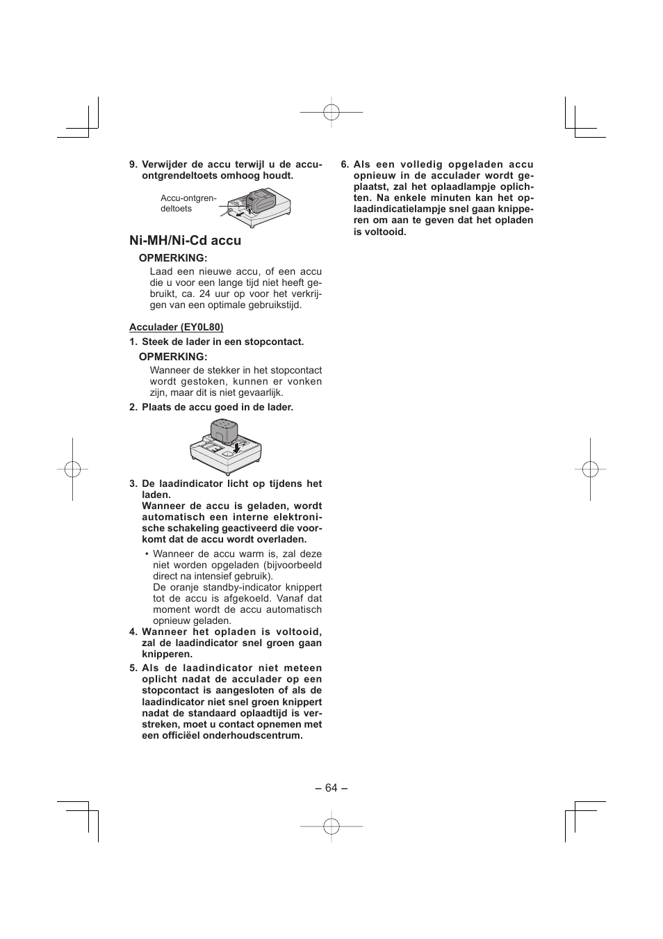 Ni-mh/ni-cd accu | Panasonic EY7960 User Manual | Page 64 / 152