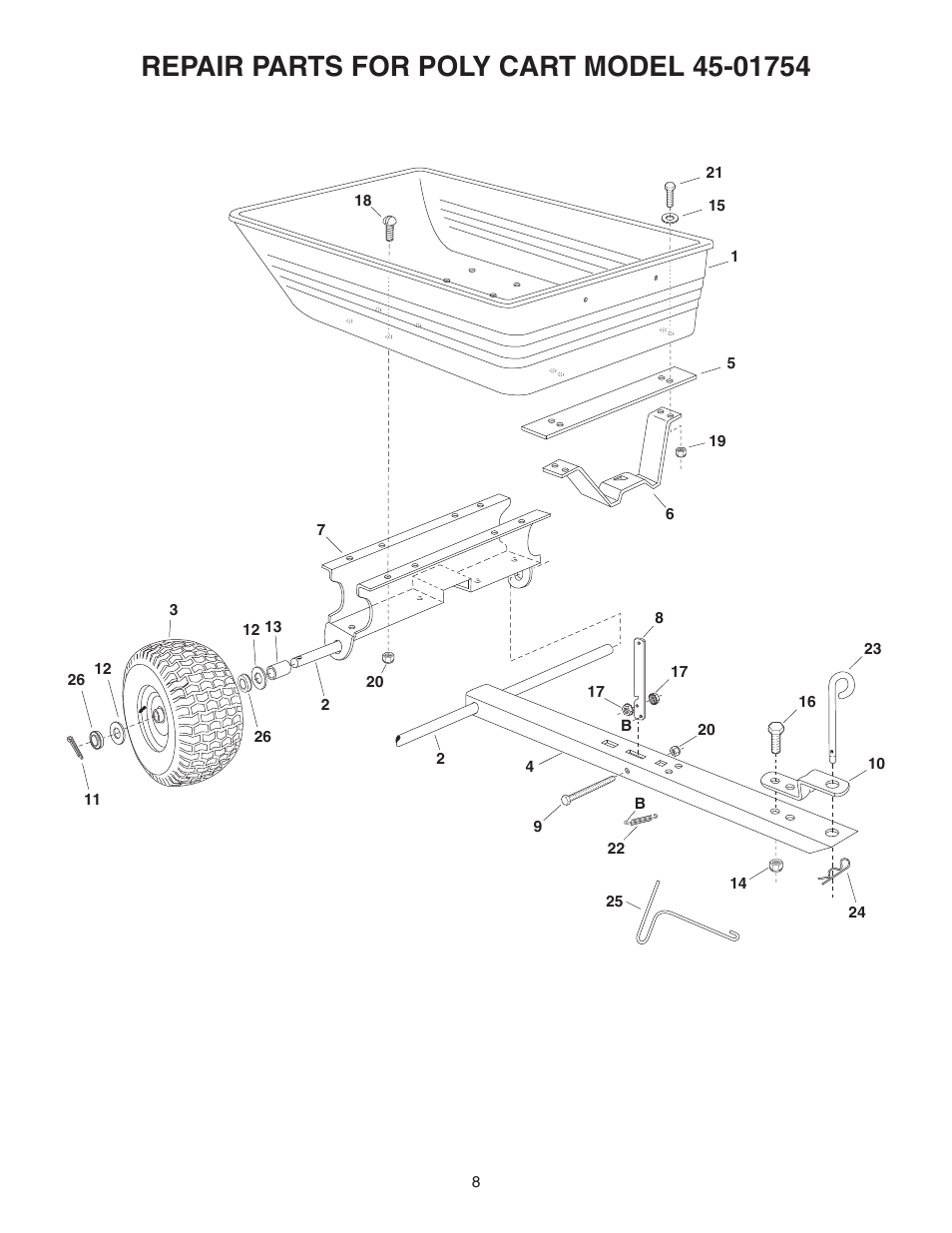 Agri-Fab Repair Parts For Poly Cart 45-01754 User Manual | 2 pages