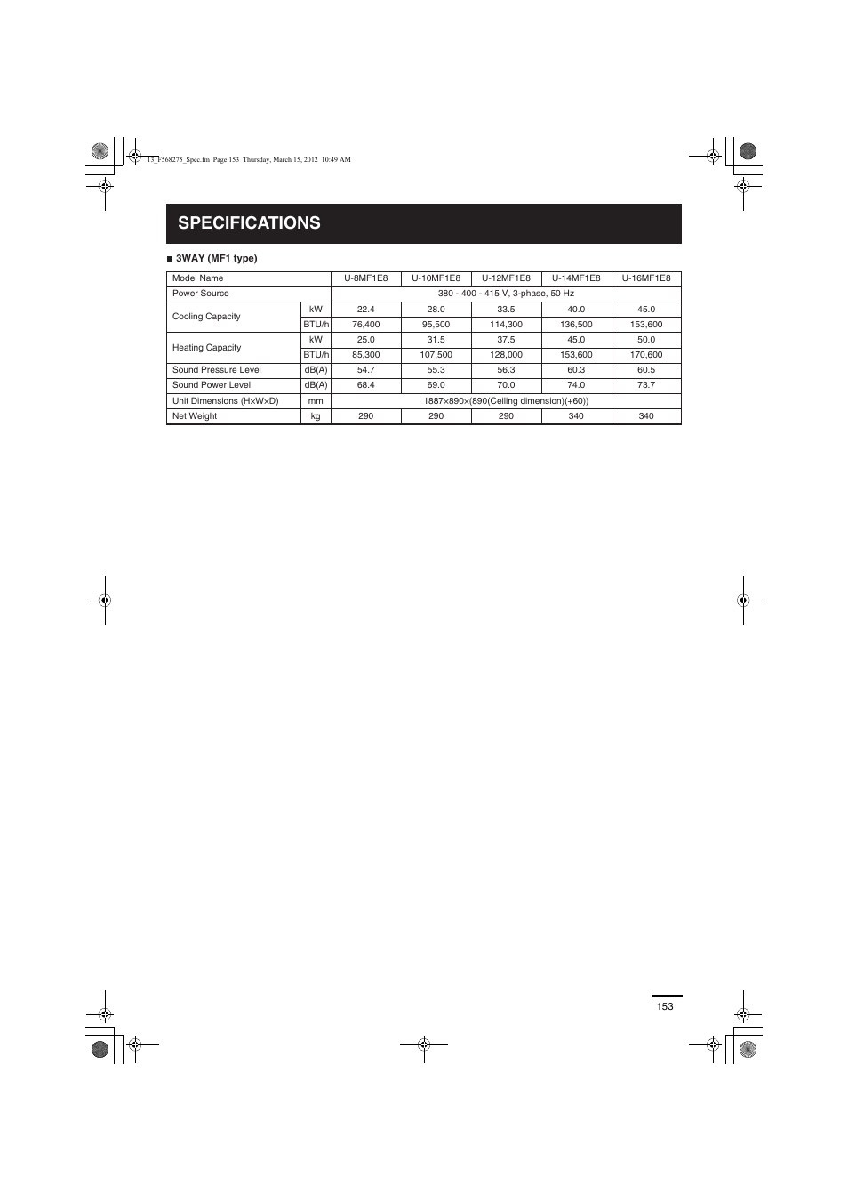 Specifications | Panasonic S45MU1E51 User Manual | Page 19 / 25