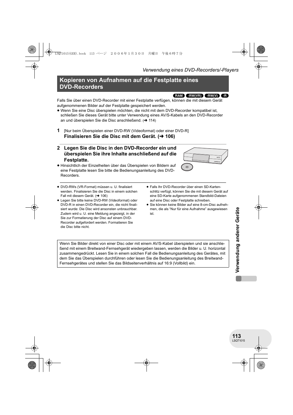 Panasonic VDRD250EG User Manual | Page 113 / 336