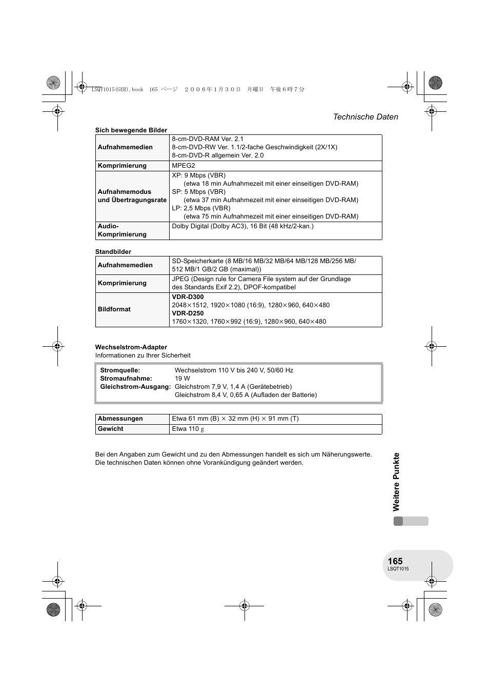 Panasonic VDRD250EG User Manual | Page 165 / 336