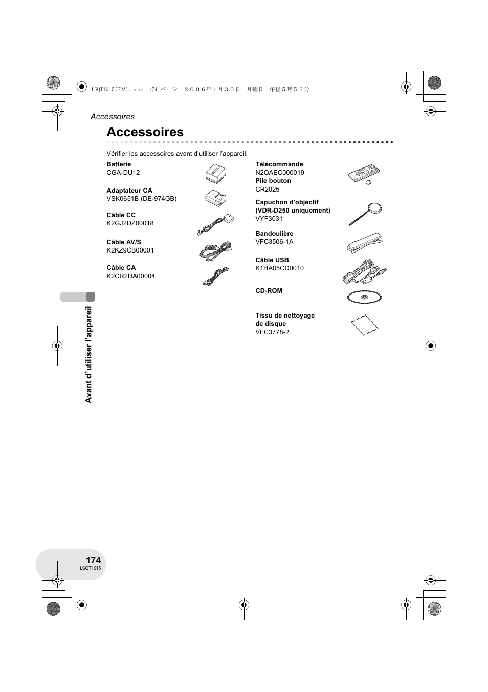 Accessoires | Panasonic VDRD250EG User Manual | Page 174 / 336