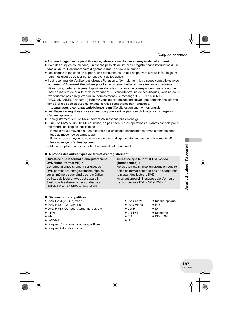 Panasonic VDRD250EG User Manual | Page 187 / 336