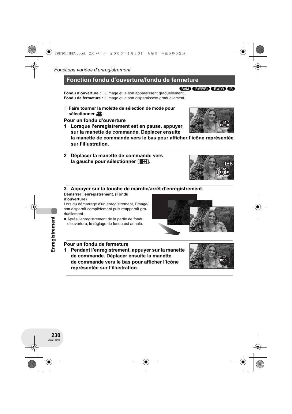 Fonction fondu d’ouverture/fondu de fermeture | Panasonic VDRD250EG User Manual | Page 230 / 336