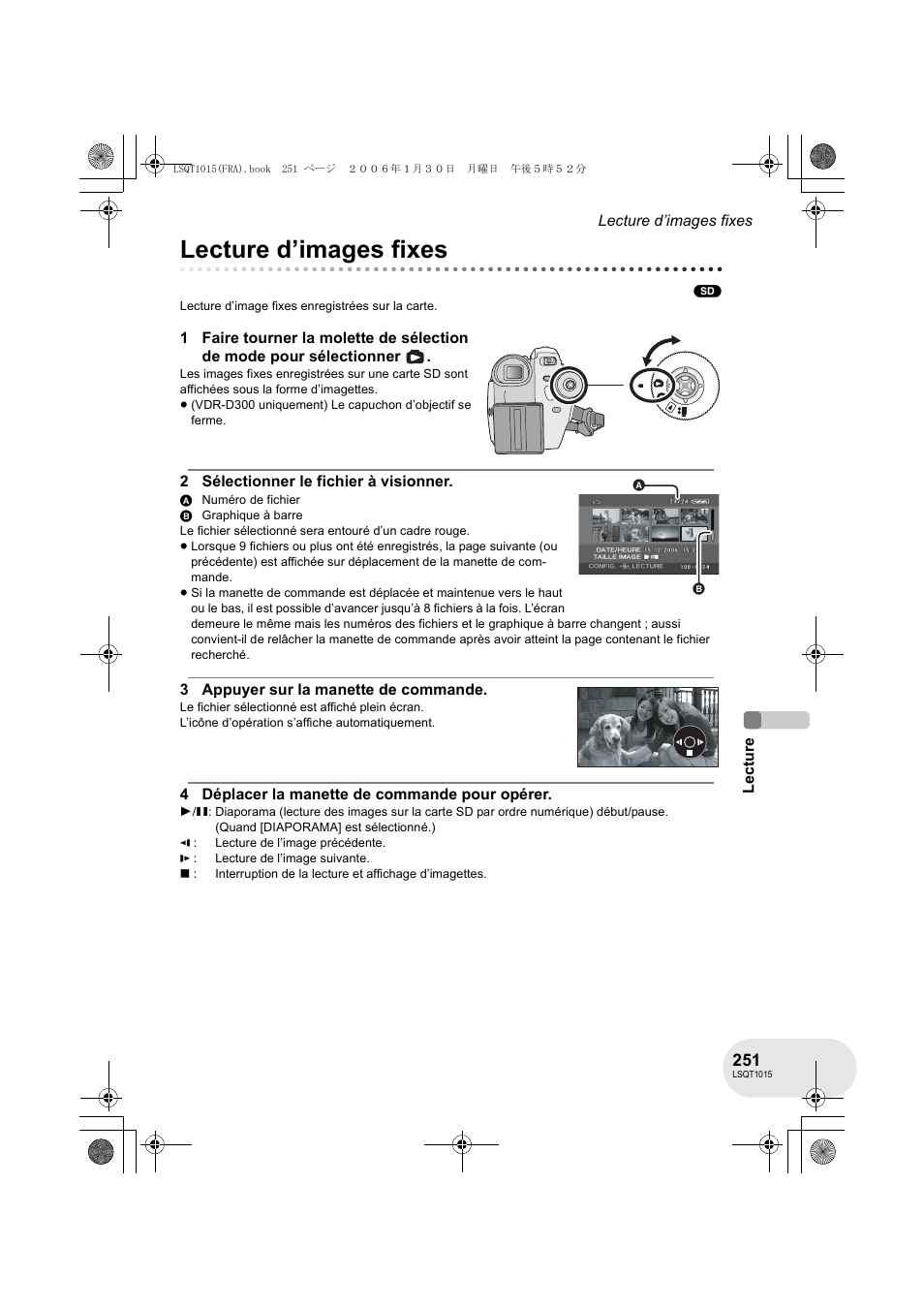 Lecture d’images fixes | Panasonic VDRD250EG User Manual | Page 251 / 336