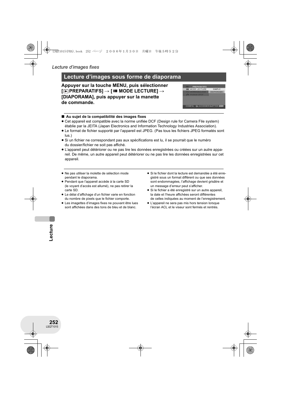 Lecture d’images sous forme de diaporama | Panasonic VDRD250EG User Manual | Page 252 / 336