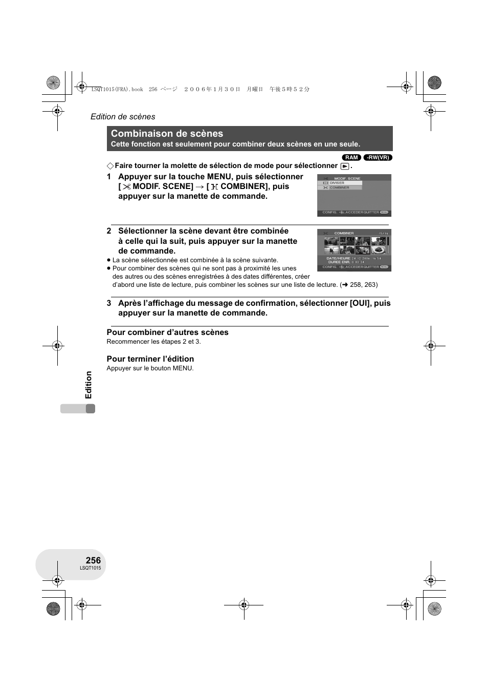 Combinaison de scènes | Panasonic VDRD250EG User Manual | Page 256 / 336